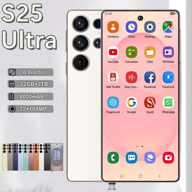 S25 Ultra Android 15 Phone Full Screen LED Display HD Screen 22G+2TB Global Language Versions 108MP Rear LTE Built-in Pen 108MP