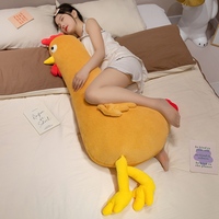 Linda Almohada de Peluche de Pollo Grande, Muñeco de Gallo de Cuerpo Largo Suave y Esponjoso, Cojín de Peluche de Pollo para Dormir, Decoración para el Hogar y la Cama