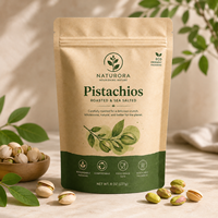 Sachet refermable à fermeture éclair en papier kraft biodégradable et compostable de qualité alimentaire, imprimé sur mesure, pour pistaches, type pochette verticale
