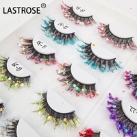 Faux-cils colorés en faux vison, extension cosmétique à 4 bandes lumineuses, à paillettes, vert, rose, lumière UV, brillent dans la nuit