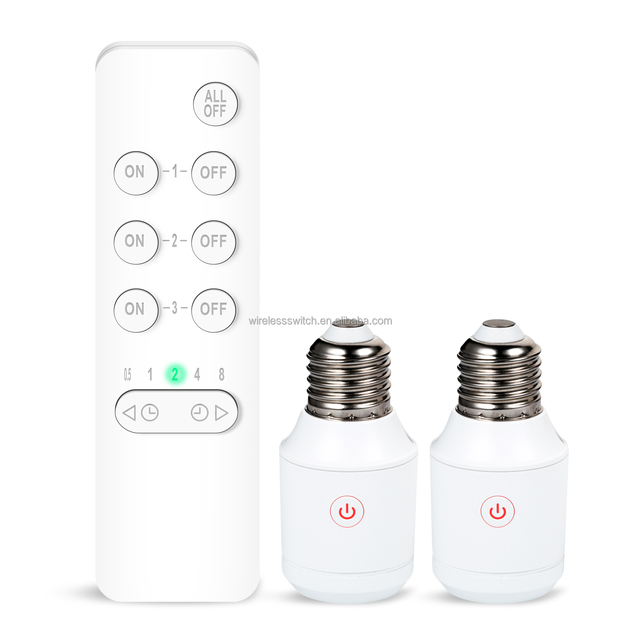Wireless Remote Control LED Light Bulb Socket Switch Kit E26/E27 Base 5A/500W Load No Wiring Needed Lamp Holders & Bases