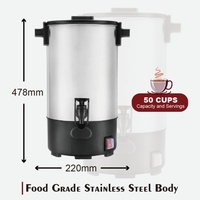 Urne à café commerciale à vente chaude, 30 tasses, en acier inoxydable, bouilloire électrique pour le thé