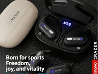 Earbud Olahraga XT60PRO Grosir, Nirkabel dengan Pengait Telinga, Suara HiFi Lossless, Layar LED, Peredam Kebisingan, Headset Outdoor