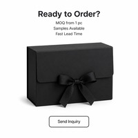 Boîte cadeau rigide personnalisée noire mate B4 avec fermeture magnétique, ruban satiné et nœud, vente en gros, directement de l'usine, pour chaussettes de détail