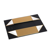Boîtes cadeaux rigides pliables magnétiques de luxe en papier noir et or personnalisées pour mariage, anniversaire, avec ruban