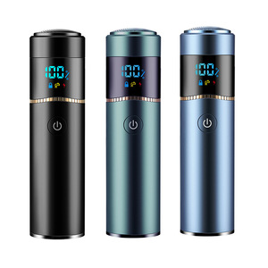 เครื่องโกนหนวดไฟฟ้าแบบหมุน LCD กันน้ำ IPX4 ชาร์จ USB ได้ พกพาสะดวกสำหรับเดินทาง ใช้ได้ทั้งใบหน้าและลำตัว ตัวเครื่องโลหะขนาดเล็ก แบตเตอรี่ 1000mAh - Product Image 1