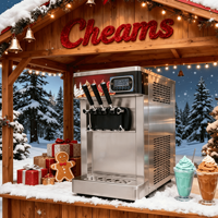 Commerciële aanrechtmodel soft-serve ijsmachine met 3 smaken fruit, snelle koeling, roestvrij staal, GMCC compressor R410a