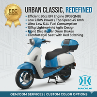 Scooter à essence 50 cm³ EEC EURO 5, 4 temps, refroidissement par air, démarrage électrique, pour trajets quotidiens des adultes, frein à disque avant, frein à tambour arrière