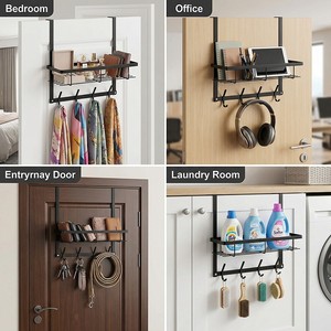 Le Xinchen <b>Over</b> <b>Door</b> Rack Iron 1 Tier With 4 <b>Hooks</b> For Bathroom Storage - Product Image 2