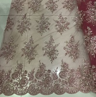 Tela de encaje bordada a mano con lentejuelas y cuentas pesadas, de doble cara, para vestidos de novia y bolsos, venta al por mayor, en stock.