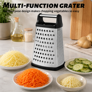 Éplucheur manuel multifonctionnel en acier inoxydable à quatre côtés incurvés en forme d'arc, râpe à gingembre, oignon et fromage - Product Image 2