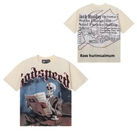 Nouvelle Collection Été Godspeed American High-street Streetwear T-shirt Homme à Manches Courtes en Coton Pur 180g avec Imprimé Lettres Crâne Rock