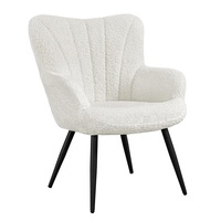 Moderne Fuzzy Boucle Gris Tissu Rétro Marron Faux Cuir Hôtel Réception Loisirs Canapé Côté Cuisine Salle À Manger Chaise Lot de 2