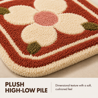 Tapis de bain tufté antidérapant de luxe en polyester doux et absorbant pour la décoration moderne des sols de la maison, tapis de bain lavable
