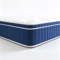 Matelas blanc à carreaux bleu foncé, version confort épaissie