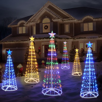 Arbre de Noël LED conique rotatif en fer forgé de qualité supérieure avec éclairage en spirale RGB, IP65, décoration intérieure et extérieure