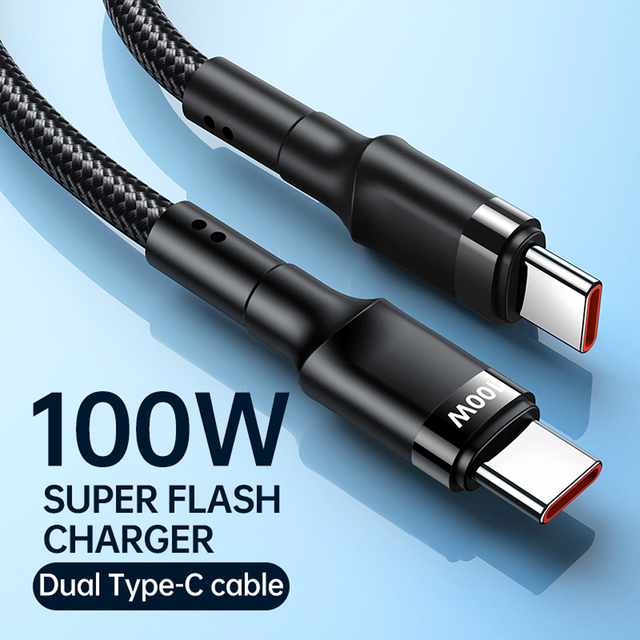 Hot Sale 1M/1.5M/2M Type-C Fast Charging Cable 100W High-Speed Data Transfer Nylon Braided for Computer Earphone /Vivo/iOS