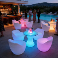 Ensemble de mobilier de bar lumineux moderne et tendance pour la maison, table et chaises de salon à chicha, 16 couleurs, télécommande sans fil, IP65, extérieur
