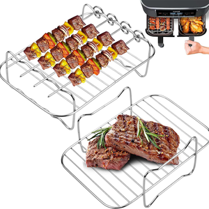 304 Edelstahl Doppelschichtiger Vertikaler Langlebiger Heißluftfritteusen-Grill Edelstahl-Auskleidung Lebensmittelecht für Ninja AF400AF500 Modell - Product Image 5