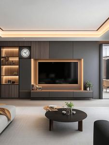 Simple <b>TV</b> Background Wall Living Room Overall Combinationmodern <b>Tv</b> Cabinet Luxury Custom - Product Image 3