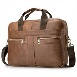 Sac messager pour ordinateur portable en cuir véritable 100% de qualité supérieure, moderne, imperméable, léger, facile à porter à l'épaule, grande capacité, pour le bureau et le quotidien - Product Image 3