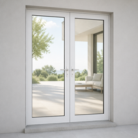 Ventana Americana de Aluminio con Panel de Vidrio Grande, Abatible y Giratoria, con Vidrio Aislante, Rejilla Francesa de Madera Sólida Personalizada