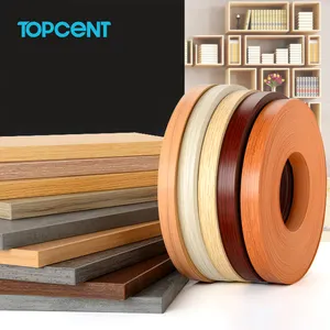 Topcent venta al por mayor cintas de bandas de borde tira de plástico acrílico 0,25 Mm-3,0 Mm cinta de bandas de borde de Pvc para muebles