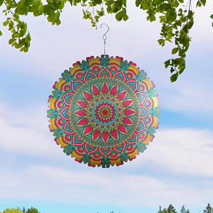 Décoration de jardin extérieure en gros : Éolienne 3D colorée en forme de fleur, en acier inoxydable, 30 cm, finition antique, logo personnalisé - Product Image 5