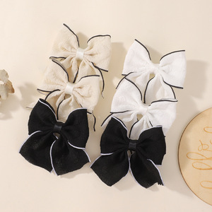 Fermaglio per capelli da bambina in tessuto tinta unita con rivetti in cristallo, bordo sigillato, stile Lolita, elegante, per la scuola, 5x3.5cm - Product Image 3