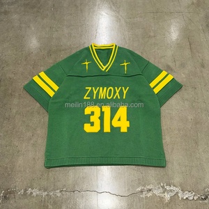 เสื้อสเวตเตอร์ถักคอวีแขนสั้นเสื้อฟุตบอลโลโก้ออกแบบได้ตามต้องการ - Product Image 2