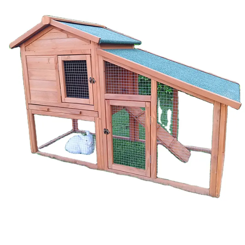 Barato al aire libre China 2 niveles personalizado hecho a mano conejito jaula madera conejo Hutch casa de madera diseños venta conejo casa pollo hogar