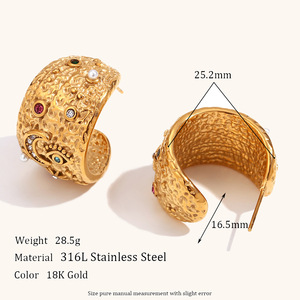 Nhà Máy Bán Buôn Đầy Màu Sắc Zircon Mặt Trăng Sao 18K Mạ Vàng Thép Không Gỉ Mặt Dây Chuyền Vòng Cổ Bông Tai Nhẫn Phụ Nữ Trang Sức Set - Product Image 4