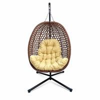 2026 En gros Fauteuil œuf géant simple/double en rotin PE pour extérieur, chaise suspendue de patio durable