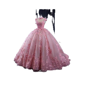Vintage Sleeveless <b>Pink</b> Quinceanera Ball Gown <b>Dresses</b> Off-the-shoulder Sequined Natural Waistline Floor-Length Party <b>Organza</b> - Product Image 4