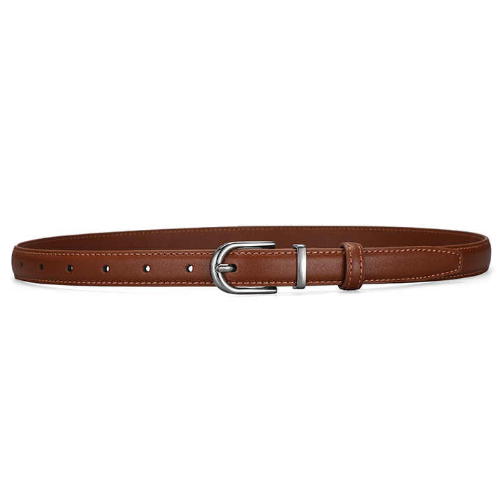 Square Buckle Small Waist Thin Lychee Leather Strap main image 0