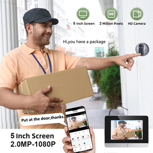 <span class=keywords><strong>Sonnette</strong></span> de porte vidéo de sécurité WiFi TNTX 2.4G avec caméra 2MP, interphone audio, acier inoxydable, écran 5 pouces, batterie 10000mAh - Product Image 2
