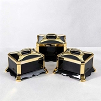 Casserole isotherme carrée élégante 3 pièces 4L 5L 6L en acier inoxydable, chauffe-plats, pot à fondue, rouge, noir, or, fournitures de restauration