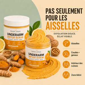 Gommage corporel multi-usages OEM qui améliore le teint terne et irrégulier, lisse la texture rugueuse, gommage détoxifiant pour les aisselles au curcuma et à la vitamine C - Product Image 5