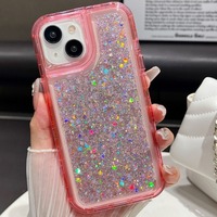 Époxy 3 en 1 360 Transparent Glitter Fantaisie Anti Choc pour Doublures de coque de téléphone S24FE A55 A35 5G