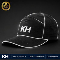 Casquette de sport réfléchissante 3M certifiée BSCI pour la sécurité nocturne, casquette imperméable à 5 panneaux avec logo personnalisé pour les marques IP mondiales OEM