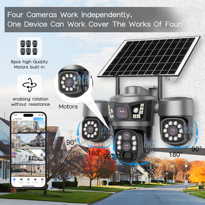 Caméra PTZ WiFi extérieure 8MP 1080P à quatre objectifs avec zoom 10x, suivi automatique, panoramique/inclinaison, vision nocturne couleur, audio bidirectionnel, compatible téléphone mobile - Product Image 5