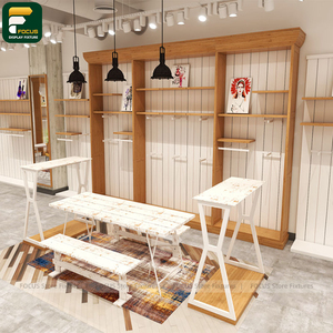 Luxury Apparel Shop <b>Display</b> <b>Cabinet</b> Fashion Rack <b>Wall</b> Shelf Cashier Counter Mirror Boutique Wardrobe Fixture - Product Image 1