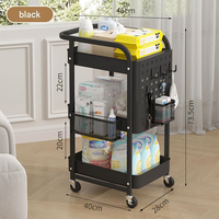 Vente flash : Chariot utilitaire à roulettes en métal à 3 niveaux pour la cuisine, petit chariot mobile, chariot de rangement à 3 tiroirs