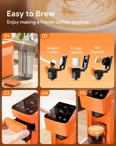 เครื่องชงกาแฟไฟฟ้ากึ่งอัตโนมัติแบบหลายแคปซูล 3-in-1 แรงดัน 19 บาร์ ควบคุมแบบดิจิตอล ความจุ 6 ถ้วย ใช้ได้ทั้งในบ้านและในรถยนต์ - Product Image 5