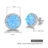 Classique élégant géométrique rond opale boucles d'oreilles mode femmes bijoux en gros 925 boucles d'oreilles en argent livraison directe OEM