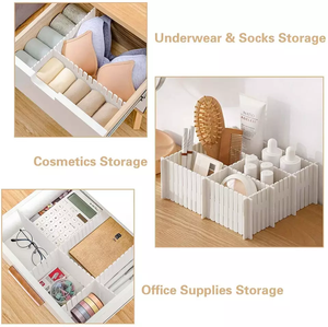 5 pièces en plastique bricolage organisateur de stockage diviseurs de <span class=keywords><strong>tiroir</strong></span> réglables pour chaussettes sous-vêtements maquillage cuisine commode salle de bain armoire outils - Product Image 2
