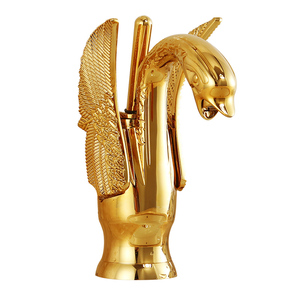 Modern Design Gold Plating Brass Swan Basin Sink Mixer Faucet Counter <strong>Top</strong> Bathroom Gold <strong>Tap</strong> - Product Image 1