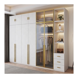 Armoire de luxe en mélamine avec portes vitrées <span class=keywords><strong>d</strong></span>'<span class=keywords><strong>angle</strong></span> pour chambre à coucher - Product Image 4