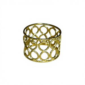 Anneau de serviette moderne en laiton, design ajouré, finition dorée, accessoire de décoration de table, vaisselle de mariage, utilisation pour restaurants et hôtels - Product Image 1