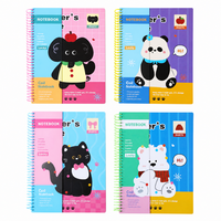 Carnet spirale A4 mignon animaux de dessin animé, 120 feuilles, papier ligné et quadrillé détachable, fournitures scolaires en gros